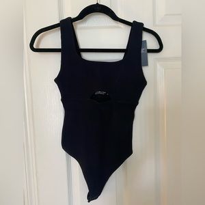 Abercrombie ribbed black body suit with cutout front - XXSMALL, new with tags